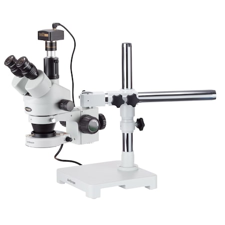 Amscope 3.5X-90X Trinocular 80-LED Boom Stand Stereo Microscope, 5MP Camera SM-3TZ-80S-5M
